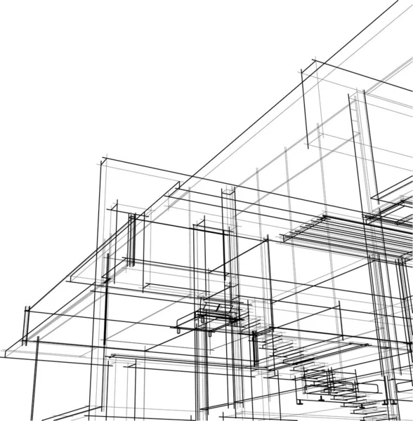 Abstrakcyjne Linie Rysunku Koncepcji Sztuki Architektonicznej Minimalne Kształty Geometryczne — Wektor stockowy