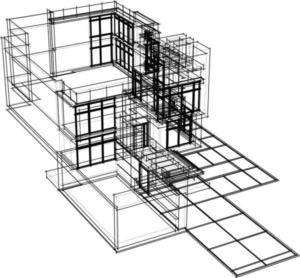 Líneas Abstractas Dibujo Concepto Arte Arquitectónico Formas Geométricas Mínimas — Vector de stock