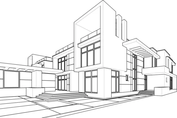 Abstracte Tekenlijnen Architectonisch Kunstconcept Minimale Geometrische Vormen — Stockvector