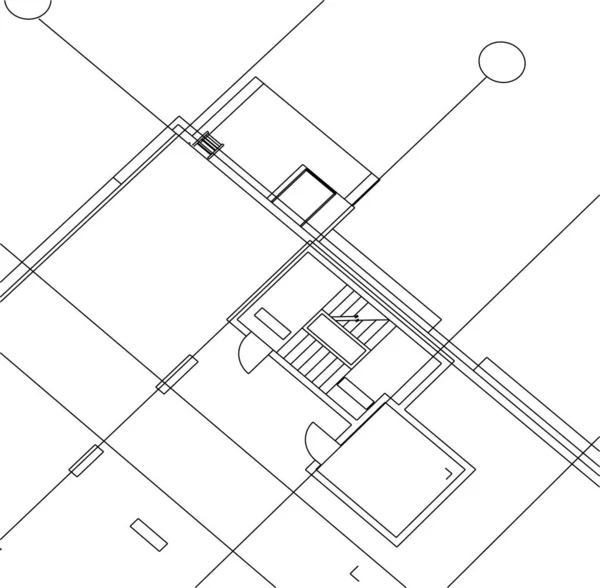 Abstrakte Zeichnungslinien Architektonischen Kunstkonzept Minimale Geometrische Formen — Stockvektor