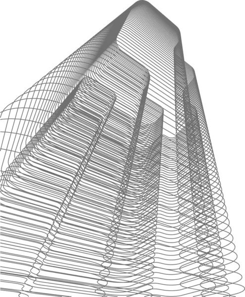 Líneas Abstractas Dibujo Concepto Arte Arquitectónico Formas Geométricas Mínimas — Vector de stock