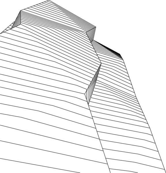 Abstrakte Zeichnungslinien Architektonischen Kunstkonzept Minimale Geometrische Formen — Stockvektor