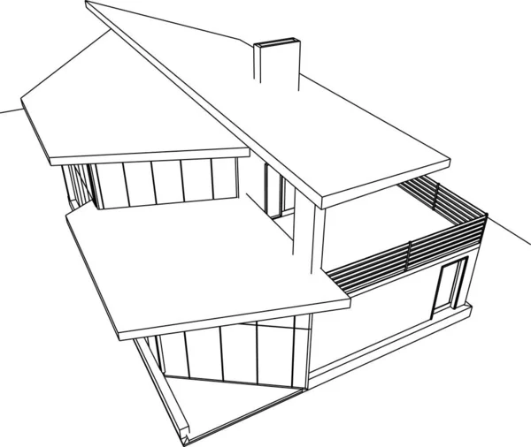 Líneas Abstractas Dibujo Concepto Arte Arquitectónico Formas Geométricas Mínimas — Vector de stock