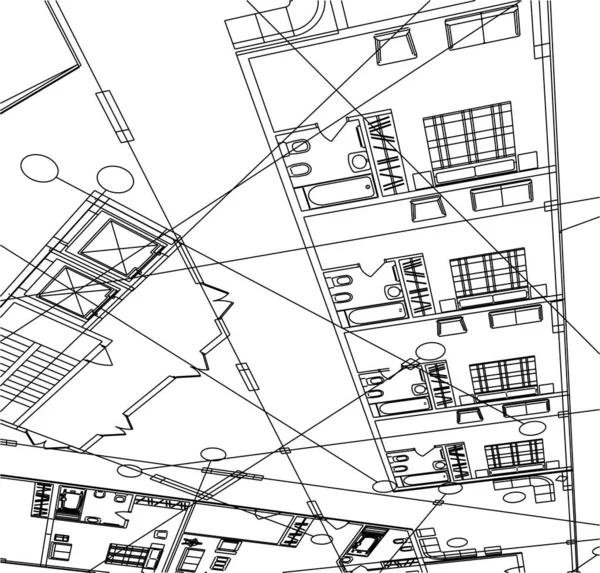 Líneas Abstractas Dibujo Concepto Arte Arquitectónico Formas Geométricas Mínimas — Archivo Imágenes Vectoriales