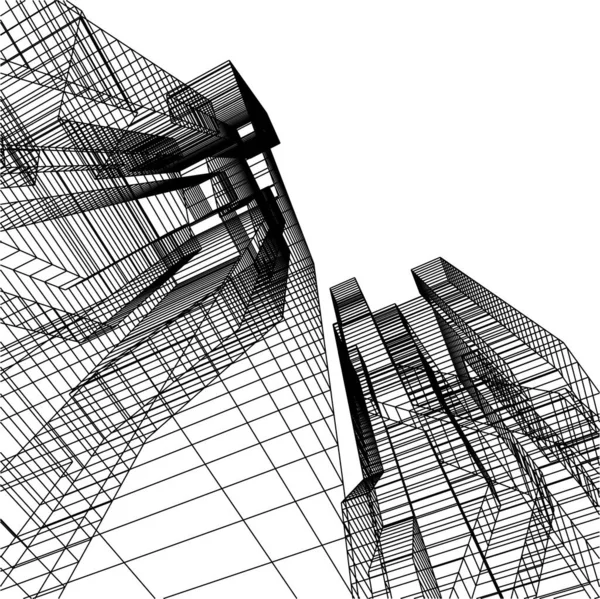 Abstraktní Kreslicí Čáry Architektonickém Pojetí Minimální Geometrické Tvary — Stockový vektor