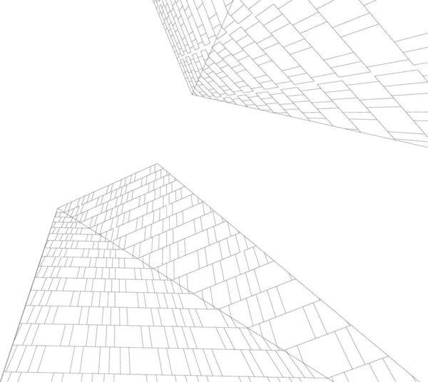 Abstracte Tekenlijnen Architectonisch Kunstconcept Minimale Geometrische Vormen — Stockvector