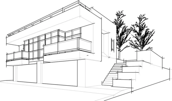 Lignes Dessin Abstraites Dans Concept Art Architectural Formes Géométriques Minimales — Image vectorielle