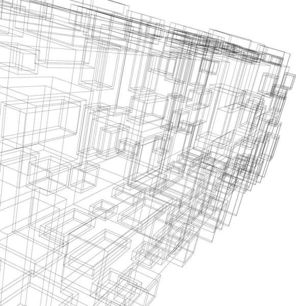 建筑艺术概念中的抽象绘图线 最小几何形状 — 图库矢量图片