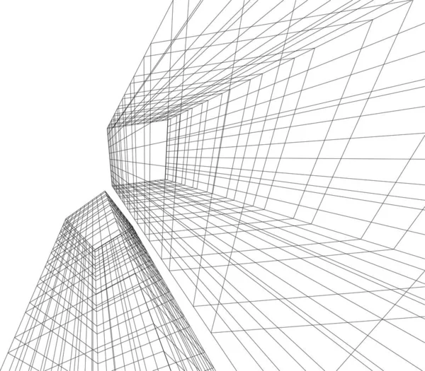 Abstrakta Teckningslinjer Arkitektonisk Konst Koncept Minimala Geometriska Former — Stock vektor