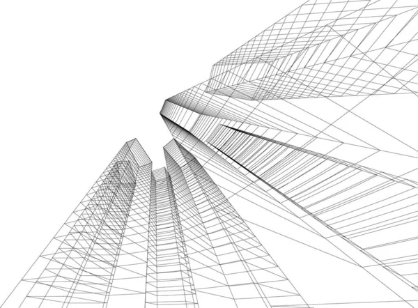 Linee Disegno Astratte Nel Concetto Arte Architettonica Forme Geometriche Minime — Vettoriale Stock