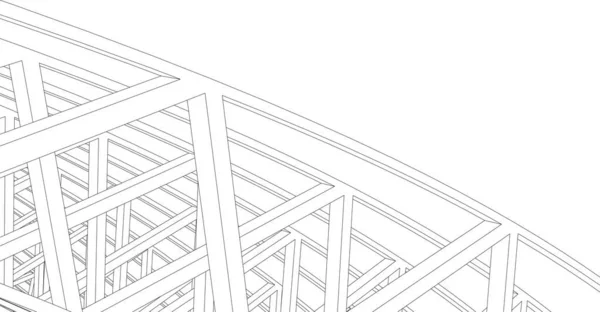 Abstrakte Zeichnungslinien Architektonischen Kunstkonzept Minimale Geometrische Formen — Stockvektor