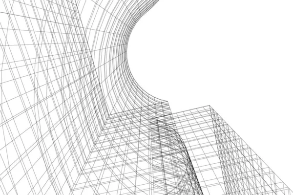 Lignes Dessin Abstraites Dans Concept Art Architectural Formes Géométriques Minimales — Image vectorielle