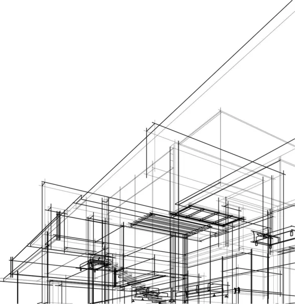 Abstraktní Kreslicí Čáry Architektonickém Pojetí Minimální Geometrické Tvary — Stockový vektor