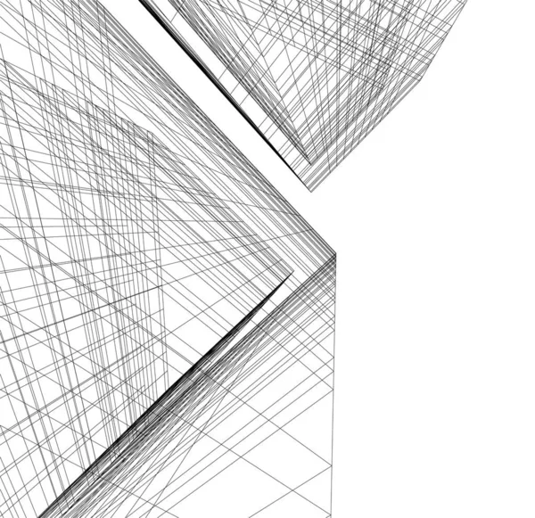 Abstrakcyjne Linie Rysunku Koncepcji Sztuki Architektonicznej Minimalne Kształty Geometryczne — Wektor stockowy