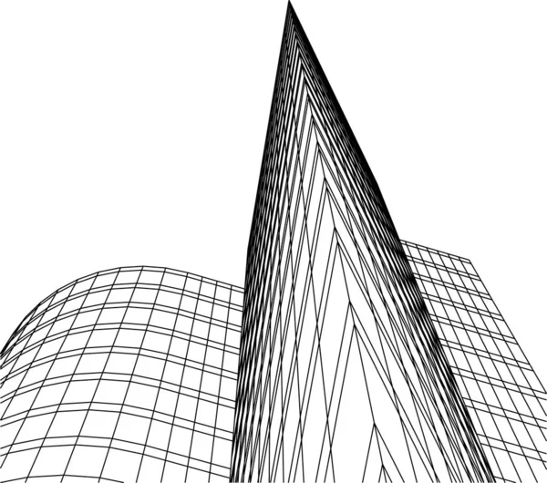 Abstrakte Zeichnungslinien Architektonischen Kunstkonzept Minimale Geometrische Formen — Stockvektor