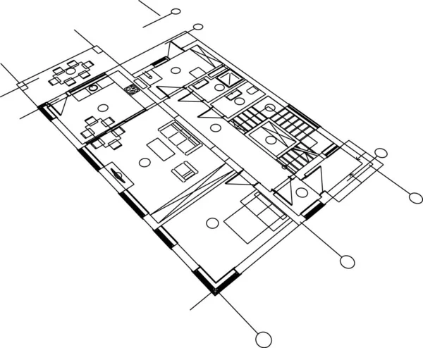 Líneas Abstractas Dibujo Concepto Arte Arquitectónico Formas Geométricas Mínimas — Archivo Imágenes Vectoriales