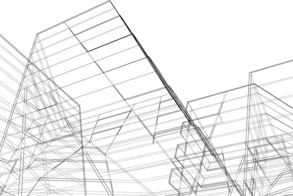 Líneas Abstractas Dibujo Concepto Arte Arquitectónico Formas Geométricas Mínimas — Vector de stock