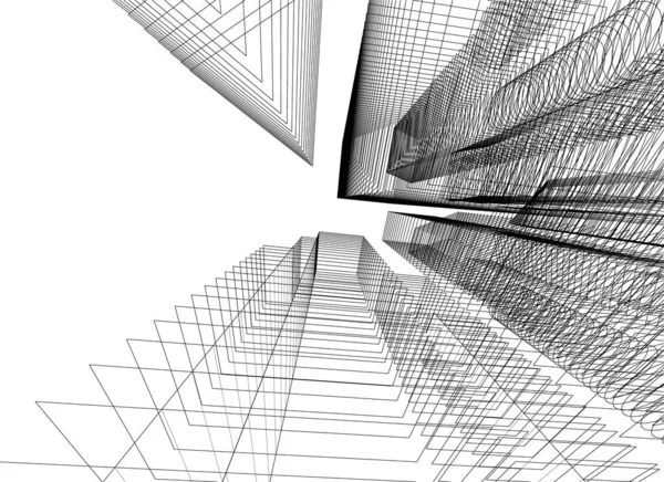 Abstracte Tekenlijnen Architectonisch Kunstconcept Minimale Geometrische Vormen — Stockvector