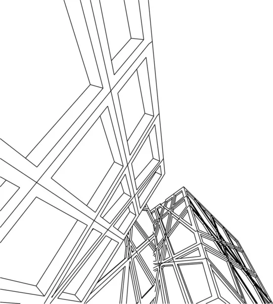 Líneas Abstractas Dibujo Concepto Arte Arquitectónico Formas Geométricas Mínimas — Vector de stock