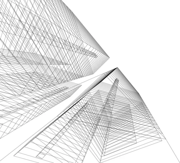 Líneas Abstractas Dibujo Concepto Arte Arquitectónico Formas Geométricas Mínimas — Archivo Imágenes Vectoriales