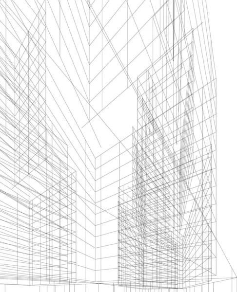 Abstracte Tekenlijnen Architectonisch Kunstconcept Minimale Geometrische Vormen — Stockvector