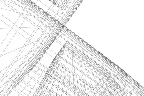 建築芸術の概念における抽象的な線や最小限の幾何学的形状 — ストックベクタ