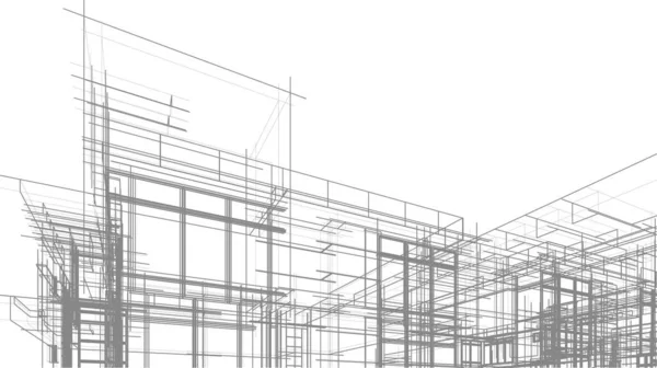 Líneas Abstractas Dibujo Concepto Arte Arquitectónico Formas Geométricas Mínimas — Vector de stock