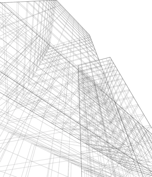 Abstracte Tekenlijnen Architectonisch Kunstconcept Minimale Geometrische Vormen — Stockvector