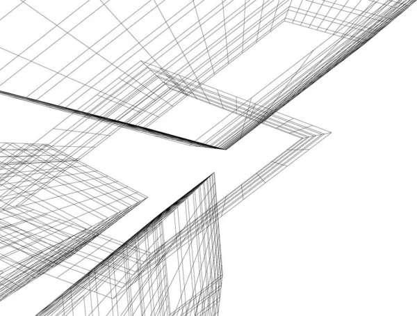 建筑艺术概念中的抽象绘图线 最小几何形状 — 图库矢量图片