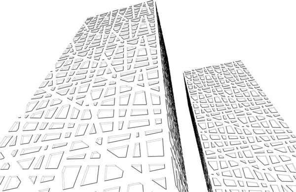 Abstracte Tekenlijnen Architectonisch Kunstconcept Minimale Geometrische Vormen — Stockvector