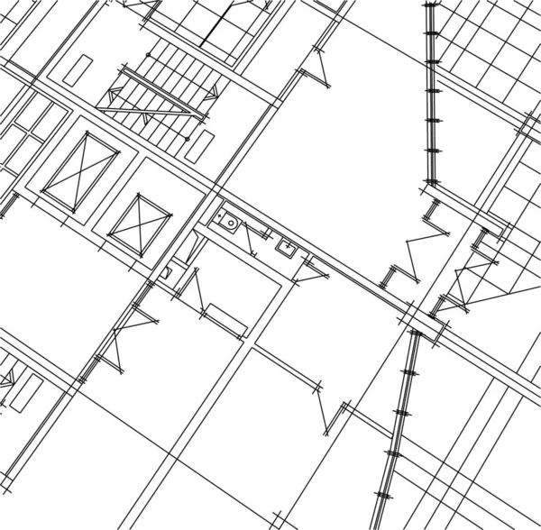 Abstrakte Zeichnungslinien Architektonischen Kunstkonzept Minimale Geometrische Formen — Stockvektor