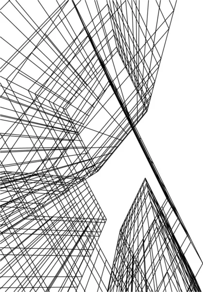 Linhas Abstratas Desenho Conceito Arte Arquitetônica Formas Geométricas Mínimas — Vetor de Stock