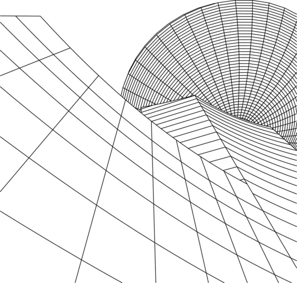 Lignes Dessin Abstraites Dans Concept Art Architectural Formes Géométriques Minimales — Image vectorielle