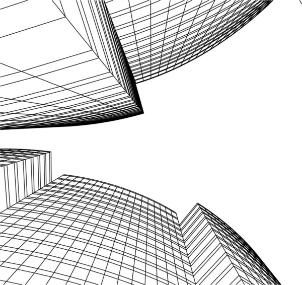 Líneas Abstractas Dibujo Concepto Arte Arquitectónico Formas Geométricas Mínimas — Vector de stock