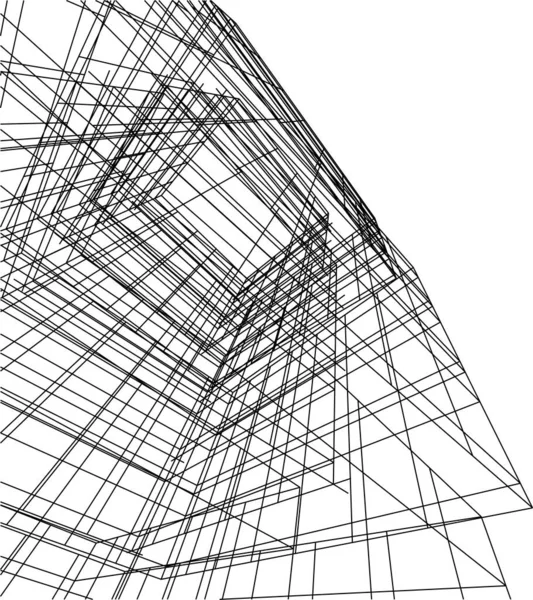 建筑艺术概念中的抽象绘图线 最小几何形状 — 图库矢量图片