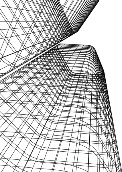 Linee Disegno Astratte Nel Concetto Arte Architettonica Forme Geometriche Minime — Vettoriale Stock