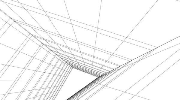 Abstract drawing lines in architectural art concept, minimal geometrical shapes. 