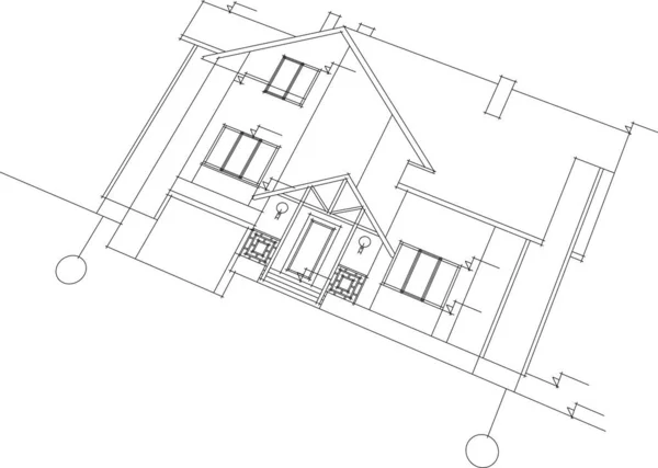 Abstrakte Zeichnungslinien Architektonischen Kunstkonzept Minimale Geometrische Formen — Stockvektor