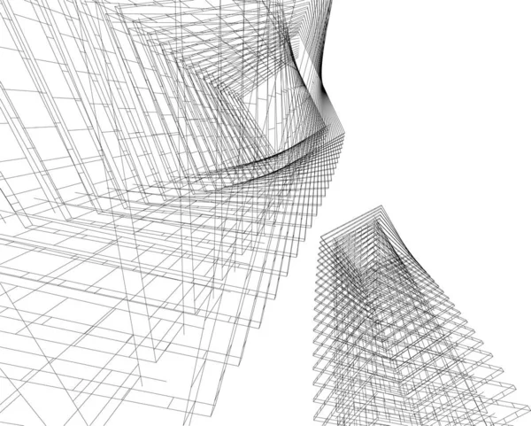 Linhas Abstratas Desenho Conceito Arte Arquitetônica Formas Geométricas Mínimas —  Vetores de Stock