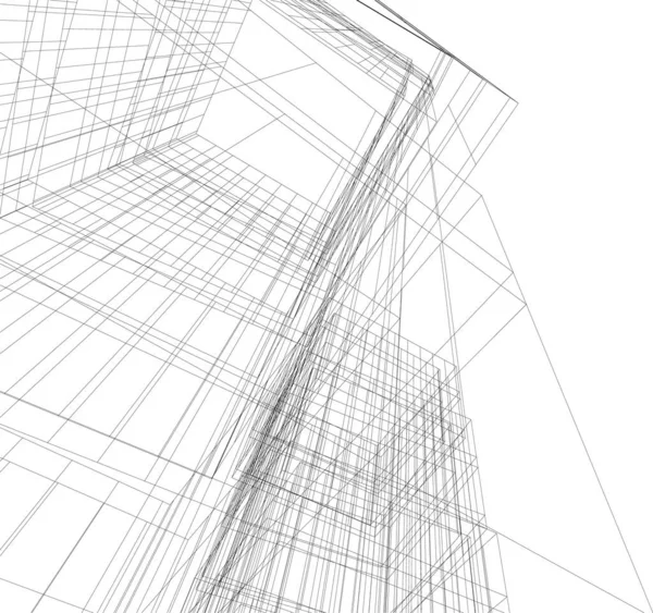 Abstracte Tekenlijnen Architectonisch Kunstconcept Minimale Geometrische Vormen — Stockvector