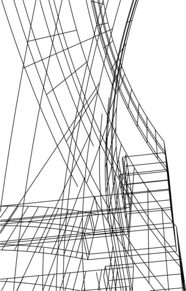 Abstrakta Teckningslinjer Arkitektonisk Konst Koncept Minimala Geometriska Former — Stock vektor