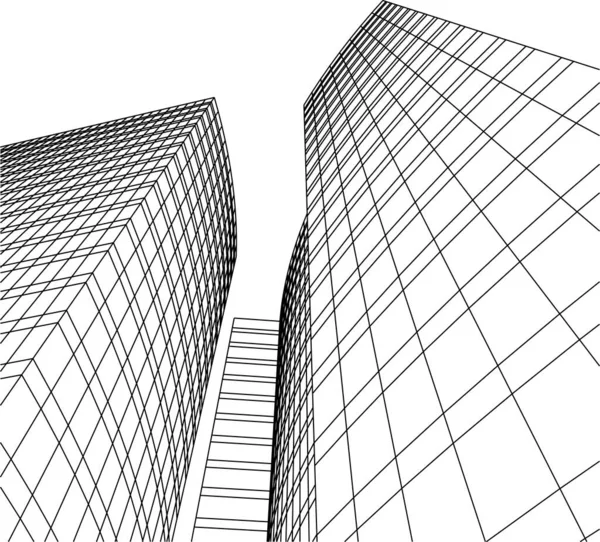 Linhas Abstratas Desenho Conceito Arte Arquitetônica Formas Geométricas Mínimas — Vetor de Stock