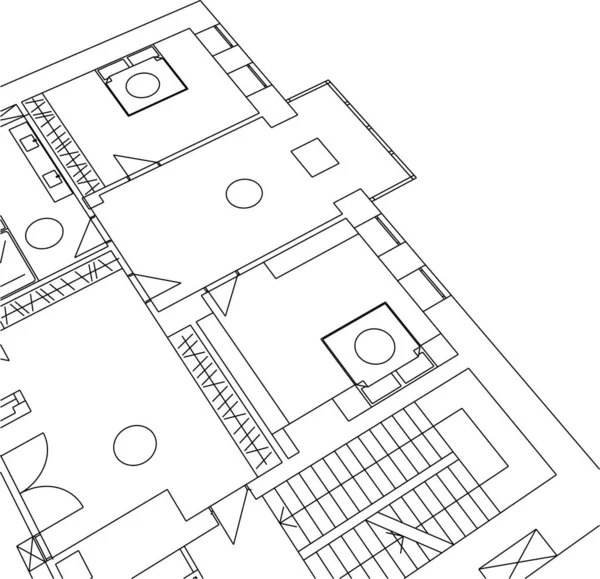 Abstrakcyjne Linie Rysunku Koncepcji Sztuki Architektonicznej Minimalne Kształty Geometryczne — Wektor stockowy