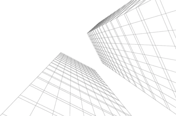 Abstracte Tekenlijnen Architectonisch Kunstconcept Minimale Geometrische Vormen — Stockvector