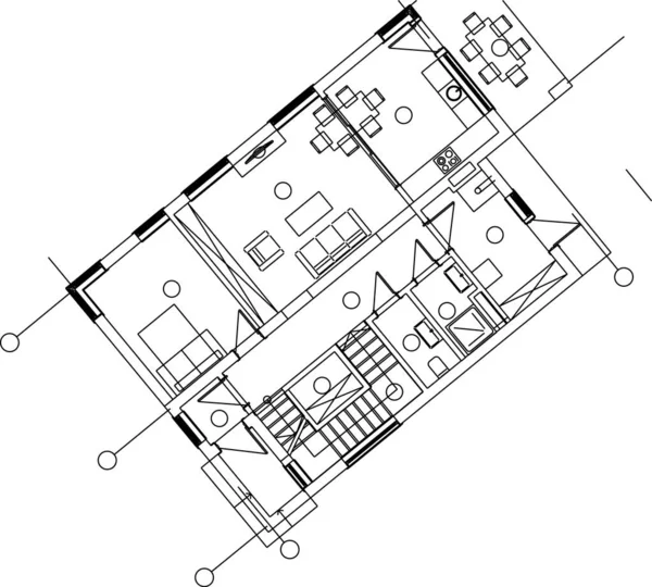 Architektur Gebäude Illustration Auf Hintergrund — Stockvektor