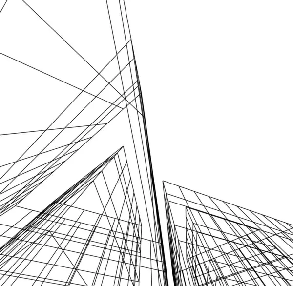 Lignes Dessin Abstraites Dans Concept Art Architectural Formes Géométriques Minimales — Image vectorielle