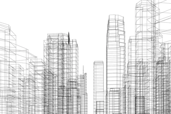 Abstracte Tekenlijnen Architectonisch Kunstconcept Minimale Geometrische Vormen — Stockvector