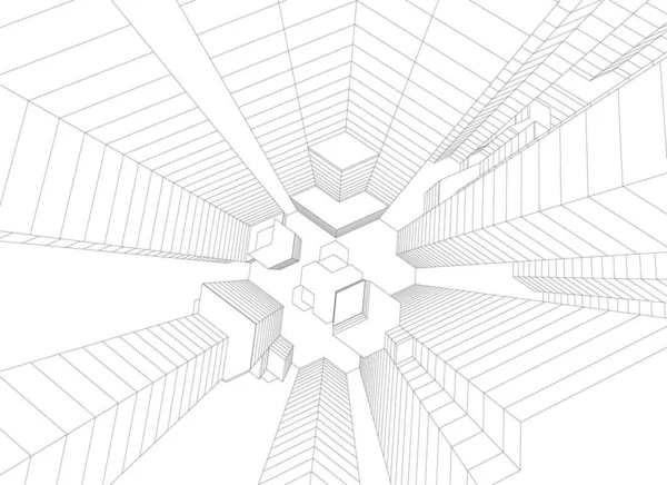 Líneas Abstractas Dibujo Concepto Arte Arquitectónico Formas Geométricas Mínimas — Archivo Imágenes Vectoriales