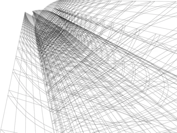 Abstracte Tekenlijnen Architectonisch Kunstconcept Minimale Geometrische Vormen — Stockvector