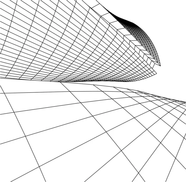 Abstrakte Zeichnungslinien Architektonischen Kunstkonzept Minimale Geometrische Formen — Stockvektor